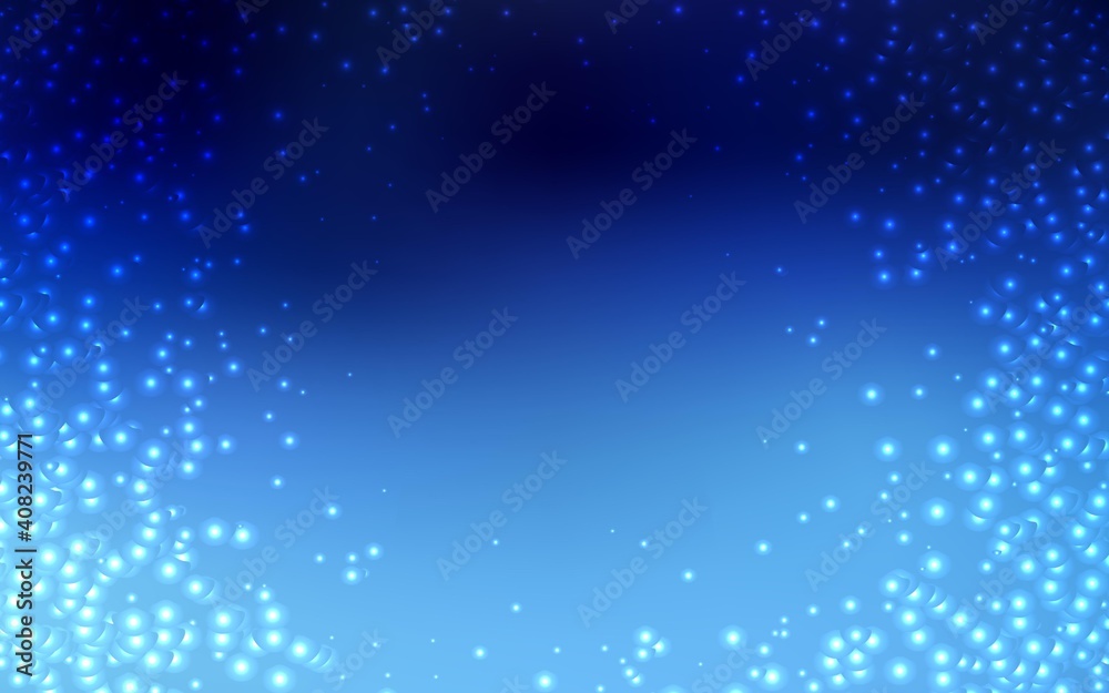 Dark BLUE vector template with space stars.