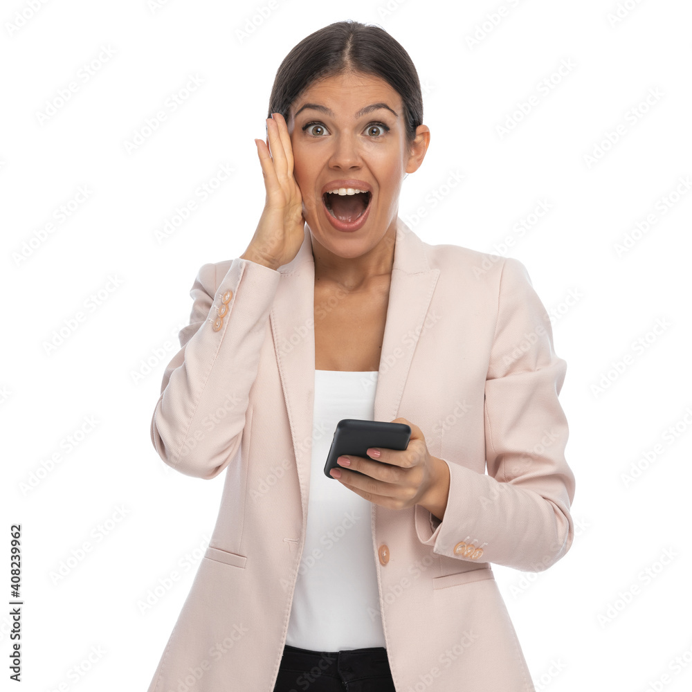 surprised attractive girl opening mouth and screaming surprised attractive girl opening mouth and screaming