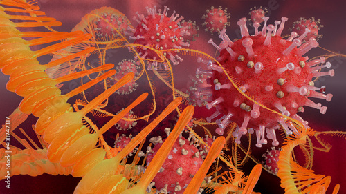 Billede på lærred MRNA chains contained in a modern coronavirus vaccine