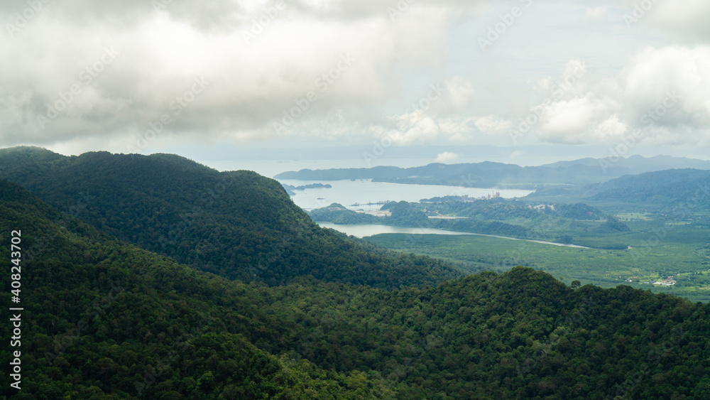 Panorama view from the Langkawi Skybridge in Malaysia. Panorama view from the Langkawi Skybridge in Malaysia.