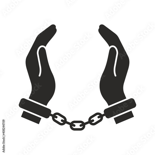 Handcuffs icon. Prisoner. Person in custody. Vector icon isolated on white background.