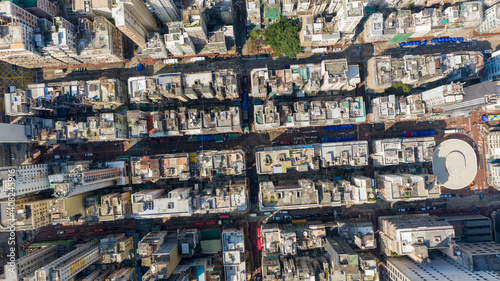 Aerial view of old residence district in Jordan,Kowloon,Hong Kong.