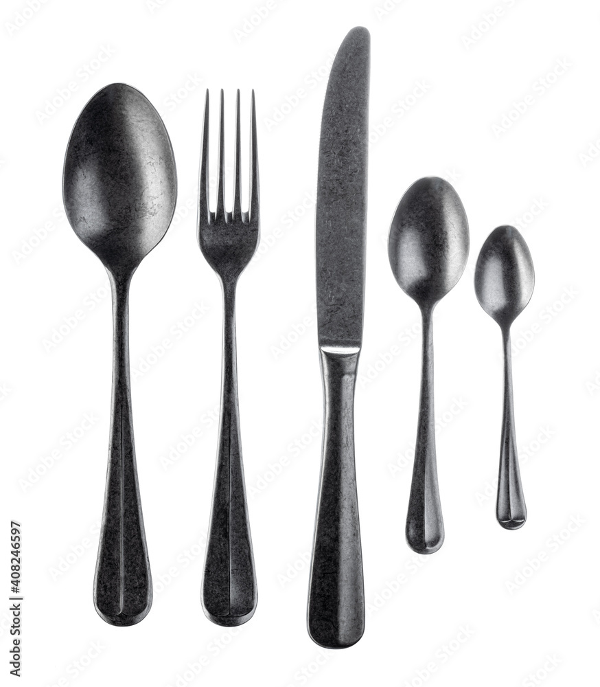 Set of silverware isolated on white background Set of silverware isolated on white background
