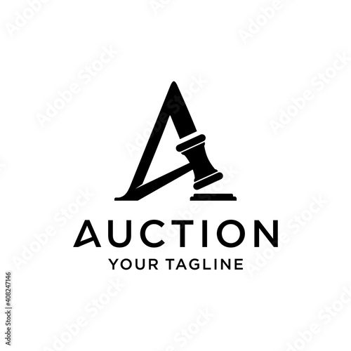 Auction logo initial letter A design template inspiration