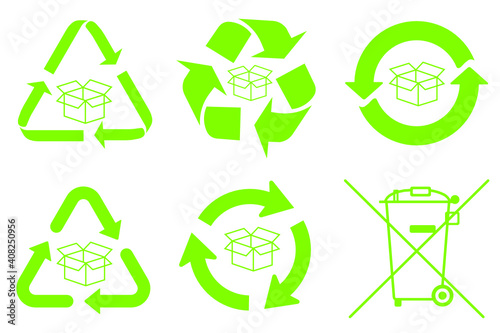 Recycle round vector icon set isolated on white background