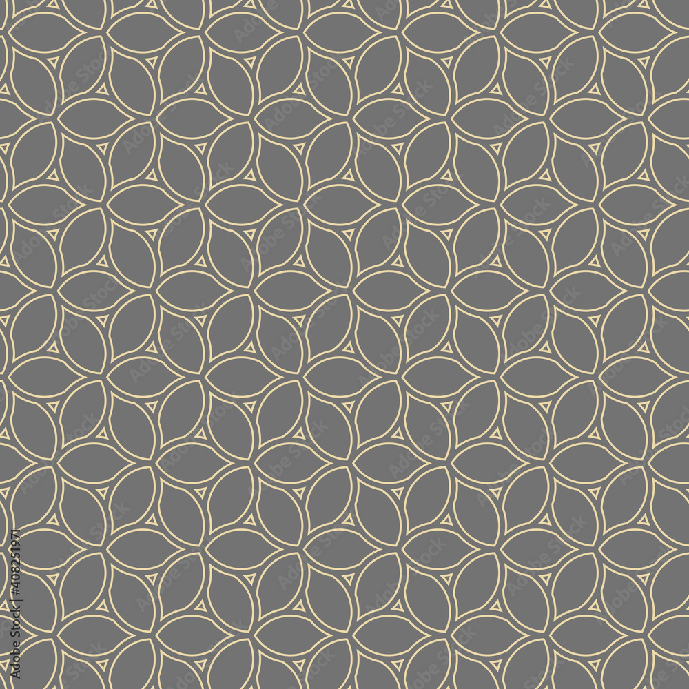 Seamless ornament. Modern gray and golden background. Geometric modern pattern