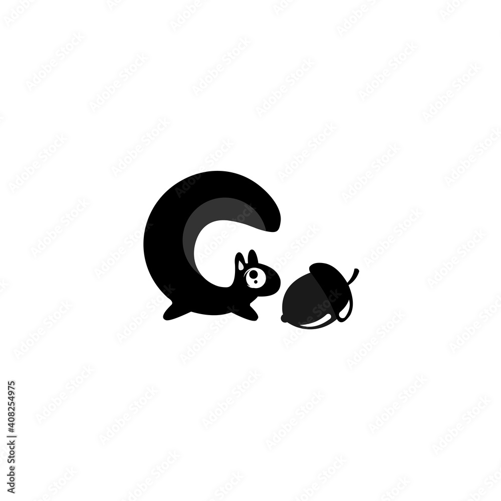 Fototapeta premium Squirrel Logo Design. squirrel silhouette cartoon. Vector logotype isolated on white background.