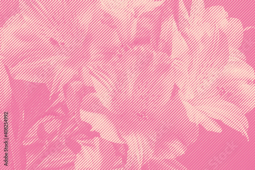 Background with engraved flowers in woodcut style.