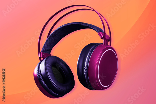 Pink headphones wireless digital device photo