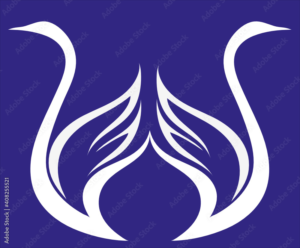 Image of a letter in the form of silhouettes of two swans. Perfect for monograms and logos. Image of a letter in the form of silhouettes of two swans. Perfect for monograms and logos.