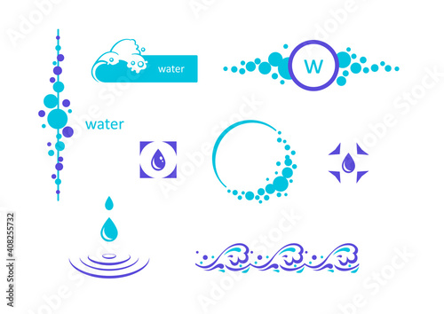 Water - vector icons set on white background.