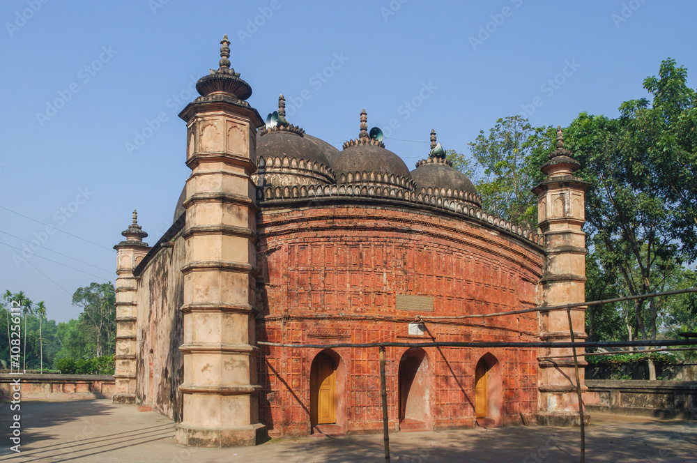 View of beautiful terracotta facade of ancient Atiya or Atia mosque in Tangail district, Bangladesh