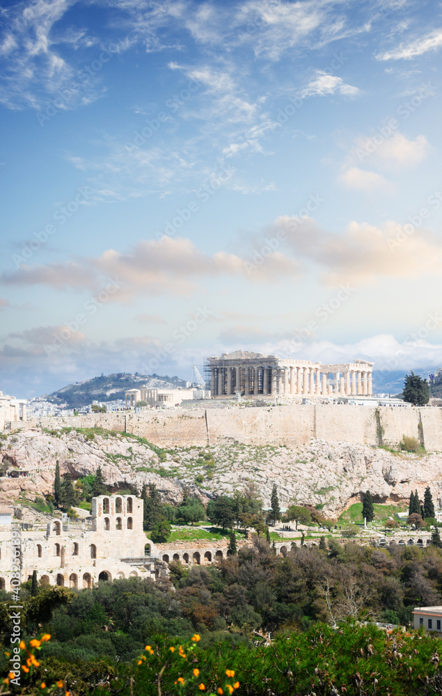 Famous skyline of Athens, Greece