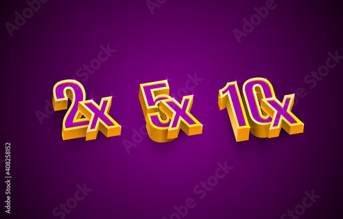 Bonus 2x, 5x, 10x prize winner, big jackpot game, casino sign set. Vector