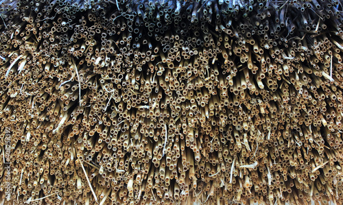 Billede på lærred The roof of a house made of thatch or reeds