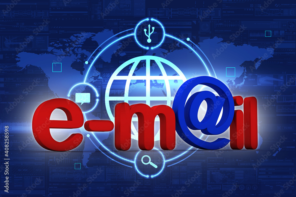3d illustration Network community concept .e mail sign 3d illustration Network community concept .e mail sign