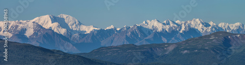 Large panorama. View of the snow-capped mountain range. © Valerii