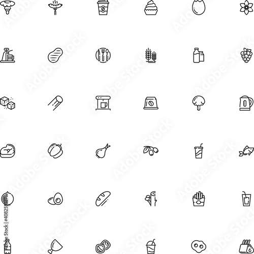 icon vector icon set such as: seasoning, pint, rack, crack, french, omelette, flower, ocean, swim, ale, cookie, style, blend, warm, calorie, spoon, branch, cannelloni, italian, grocery, sweetener