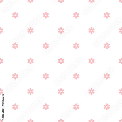 Floral pattern in pink and white. Seamless vector background graphic with small geometric flowers for dress, shirt, blouse, pyjamas, or other modern spring and summer fashion or home textile print.