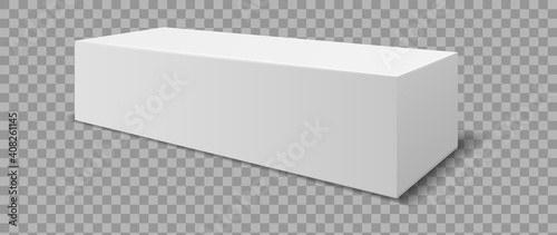 Realistic packaging toothpaste mockup. White blank rectangular medicine or cosmetics box for marketing branding, empty template angle view vector dentistry accessory background