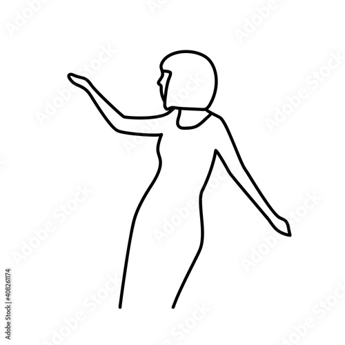 Minimalism hand drawn female vector portrait in modern abstract one line drawing graphic style. Decor print, wall art, creative design for social media.Trendy template portrait whit dance woman