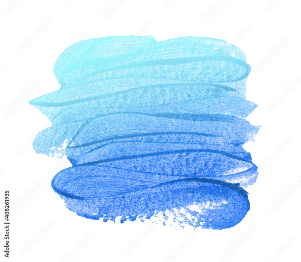 Fototapeta premium Acrylic blue brush stroke with paper texture and color gradient.