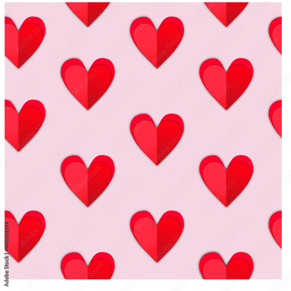 Vector seamless pattern with paper hearts.