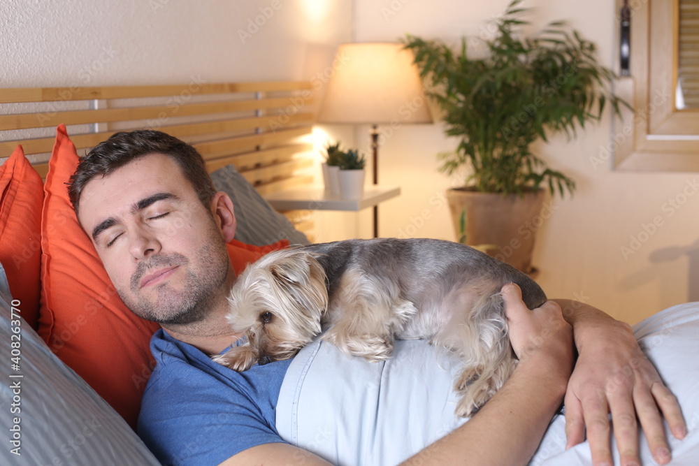 Handsome man sleeping with this dog Handsome man sleeping with this dog