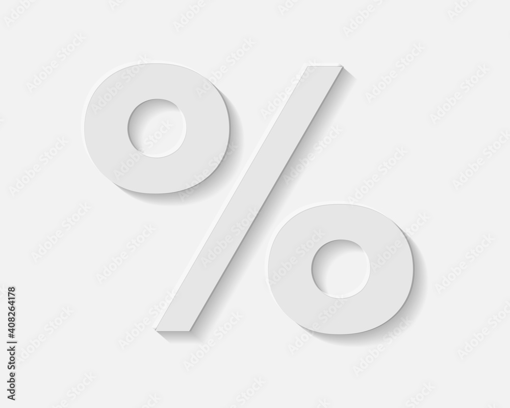 Advertising promo graphic element of white percent symbols on white backdrop, shapes formed by shadow and light, discount sale element Advertising promo graphic element of white percent symbols on white backdrop, shapes formed by shadow and light, discount sale element