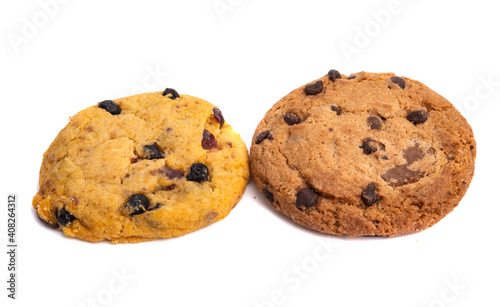 cookies with chocolate and nuts isolated