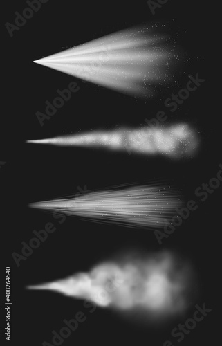 Spray realistic. Fragrance water transparent steam chemical vapor decent vector template. Spray and stream, water realistic sprayer illustration