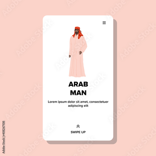Arab Man Standing In East Cultural Clothes Vector