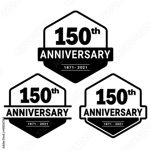 150 years anniversary set. 150th celebration logo collection. Vector and illustration.
