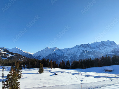 Mountains covered by snow in Europe.