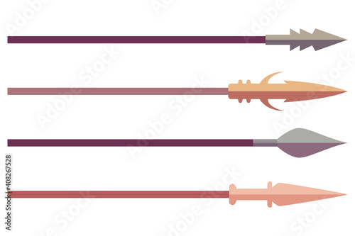 Spear vector cartoon set isolated on a white background.