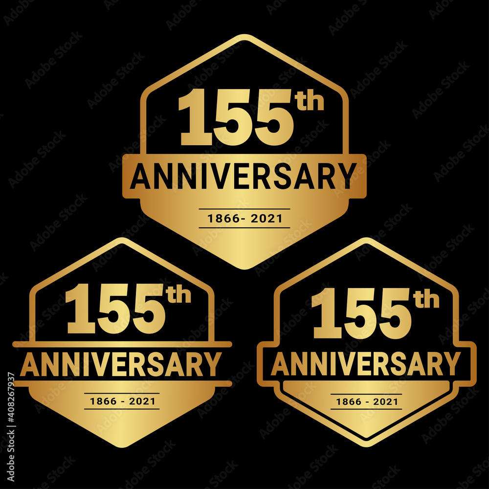 155 years anniversary set. 155th celebration logo collection. Vector and illustration.
