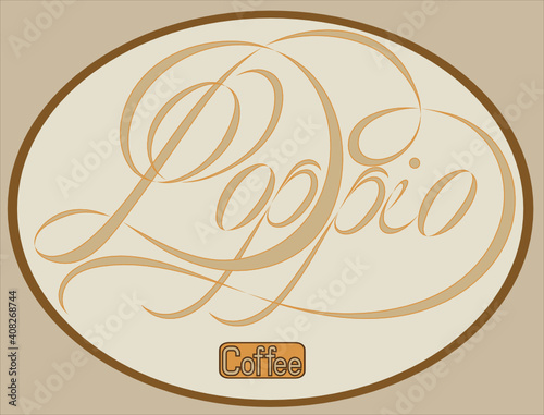 Handwritten lettering design elements Coffee Doppio.

