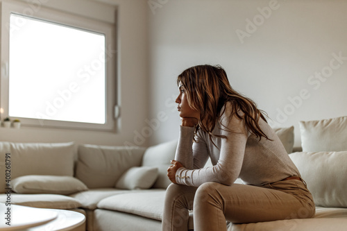 Cuadro en lienzo Unhappy person, having depression.