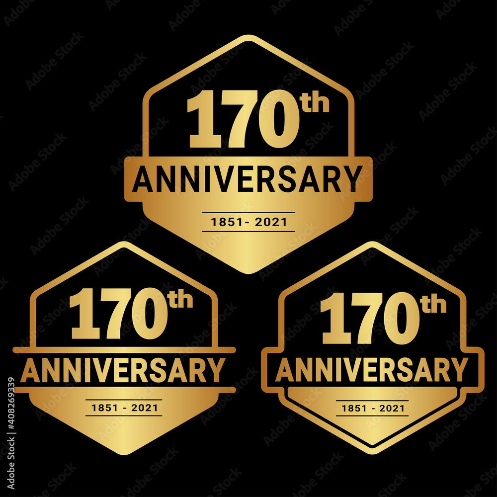 170 years anniversary set. 170th celebration logo collection. Vector and illustration.
