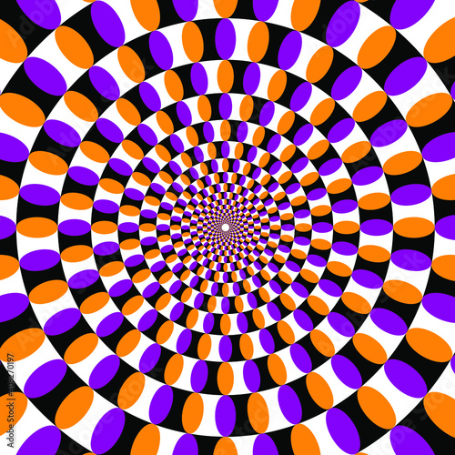 Illusion.Circles of rotation. Optical illusion. Optical illusion Spin Cycle. Optical illusion background. Bright background with optical illusion