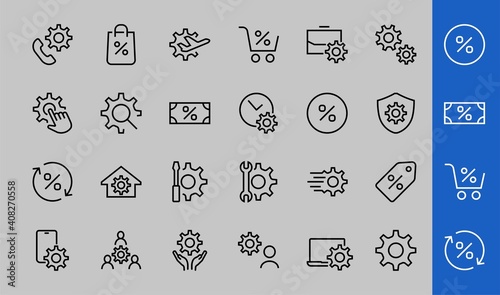 A simple set of settings and options related to Vector Line Icons. Contains icons such as set time, business, phone, and more. Editable Stroke.. 480x480