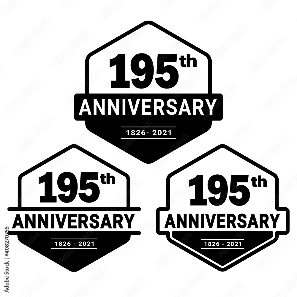 195 years anniversary set. 195th celebration logo collection. Vector and illustration.
195 years anniversary set. 195th celebration logo collection. Vector and illustration.