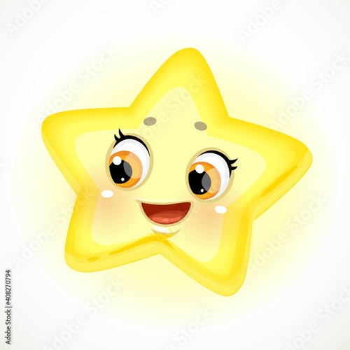 Cute cartoon baby star isolatrd on a white background photo