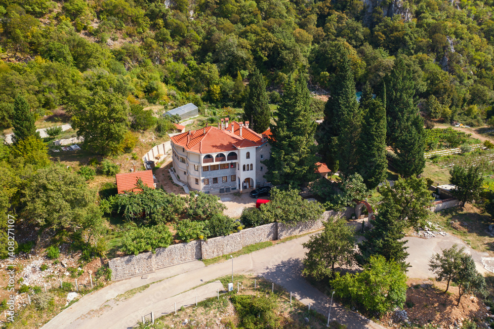 Dulevo Convent on Mount Chelobrdo. View from above. Montenegro