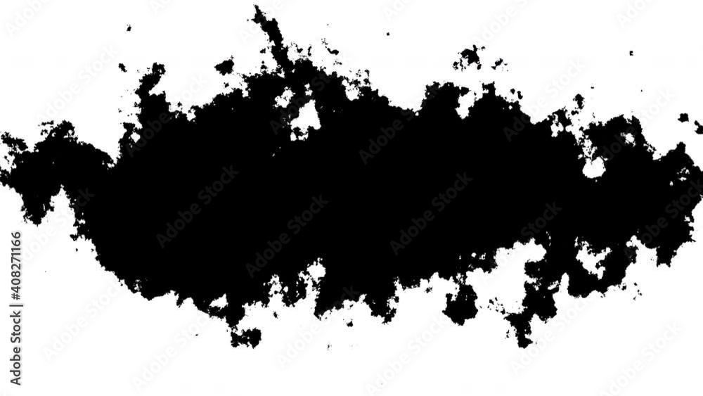 Black ink spot spreading smoothly from the center to the edges. An abstract transition from white to black in the form of a turbulent spot. 3d render.