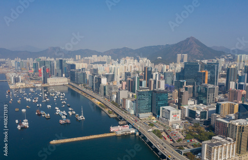 Aerial view of Kwun tong promenade, Kwun tong,hong kong  .