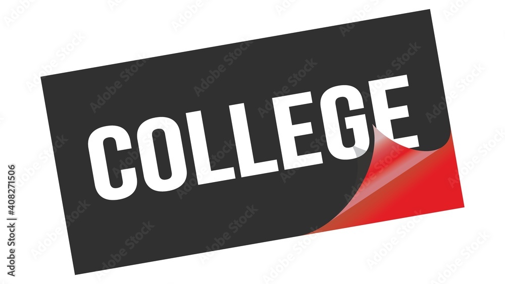 COLLEGE text on black red sticker stamp. COLLEGE text on black red sticker stamp.
