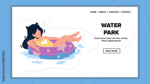 Water Park Attraction Enjoying Little Girl Vector