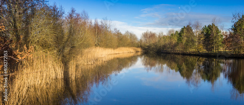 Panorama of the sShildmeer lake in Groningen, Netherlands