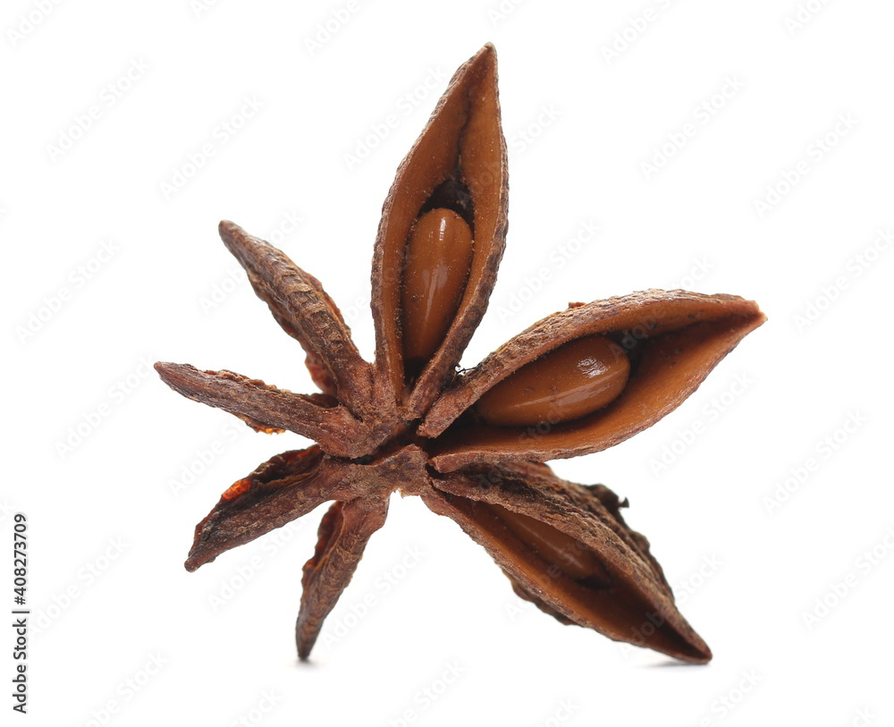 One anise star isolated on white background One anise star isolated on white background